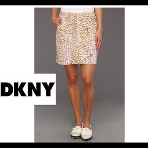 DKNY Golf Leopard cheetah animal print tan brown lilac peach skirt Sz 10 NWOT